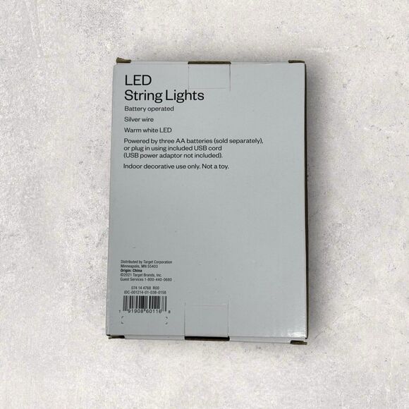 Room Essentials LED String Lights 9FT Silver Wire Warm White LOT of 5 - Picture 2 of 6